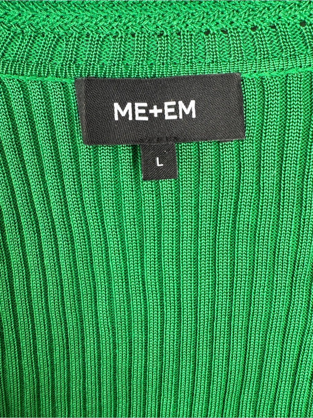 ME+EM Ribbed V-Neck Cardigan Sweater Green Size Large - Picture 4 of 5